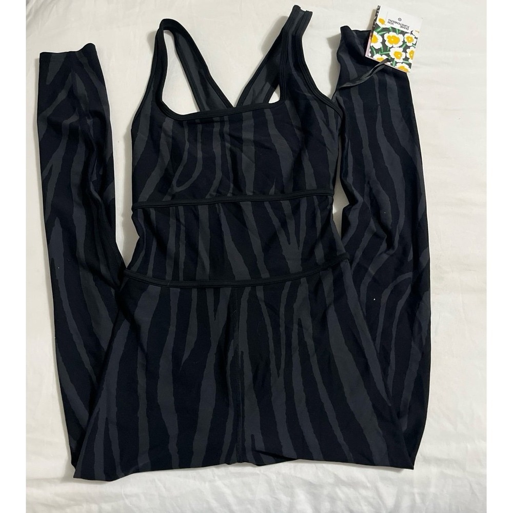 DVF @ Target Tonal Zebra Racerback Jumpsuit Unitard One Piece Black Size XXS NWT
